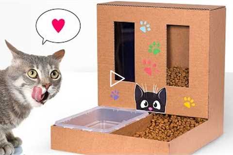 DIY Cat Food Dispenser from Cardboard at Home