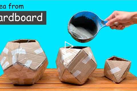 💎Interesting Ideas from Cement - Beautiful pots from Cardboard