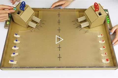 DIY Warship Battle Marble Board Game from Cardboard at Home