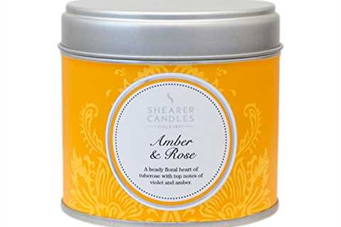 Shearer Candles Amber and Rose Large Scented Silver Tin Candle - White