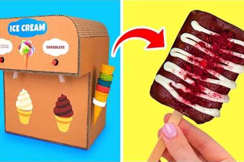 Yummy Oreo ICE CREAM And DIY Ice Cream Machine From Cardboard