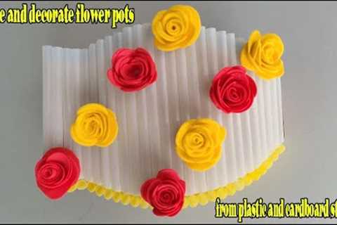 Make and decorate flower pots from plastic and cardboard straws - Ban Chien DIY