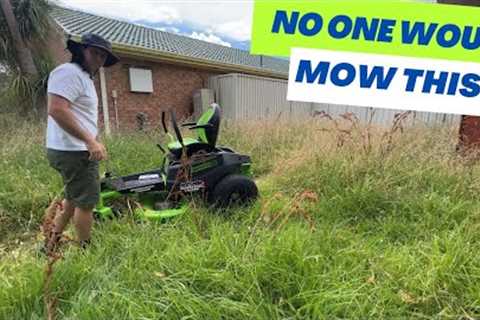 No One Would Mow This Overgrown Yard For Her! I did it with a battery mower. Free Mow Fridays