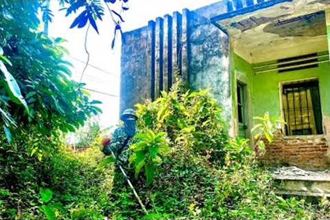 HOMEOWNER who left for 50Years asked us for help cut overgrown LAWN and CLEANING abandoned HOUSE