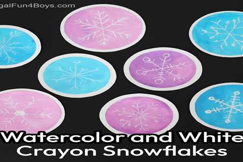 Watercolor and White Crayon Snowflakes