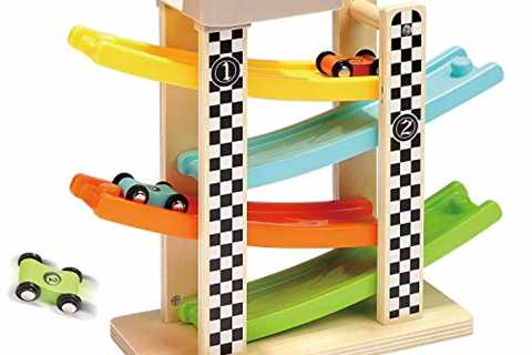 TOP BRIGHT Toddler Toys For 1 2 Year Old Boy And Girl Gifts Wooden Race Track Car Ramp Racer With 4 ..