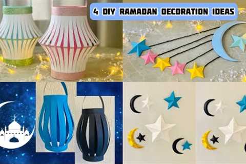 4 DIY Ramadan Decoration Ideas🌙| Easy Paper Crafts for Ramadan Mubarak⭐️| Eid decoration ideas