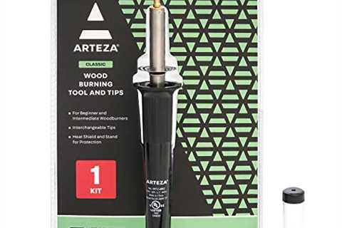 Arteza Wood Burning Kit, 1 Pyrography Pen, 6 Interchangeable Tips, 300â400Â°C, 25W, Heat Shield..