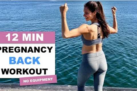 12 MIN PRENATAL BACK TRAINING | Best Exercises for Back Pain Relief during Pregnancy! ALL TRIMESTERS