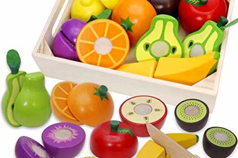 Airlab Wooden Play Food for Kids Kitchen Cutting Fruits Toys for Toddlers Pretend Vegetables Gift..