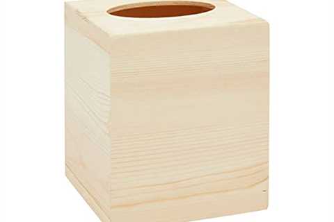 Bright Creations Unfinished Wooden Tissue Box Cover, Square Wood Holder for Home (5 x 5 x 5.8 in)