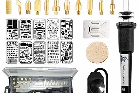 NB Blues 30W Wood Burning Kit with 22pcs Tips /10PCS Stencils/Wood Chips, Professional Adjustable..