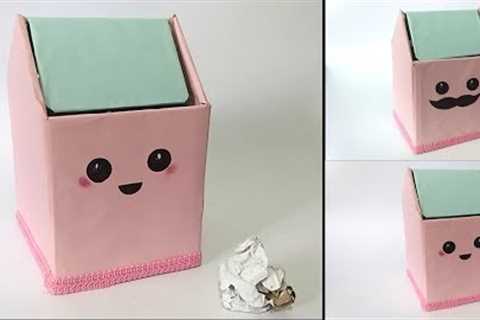 How To Make cute Trash bin From Cardboard || Waste Material Craft Ideas