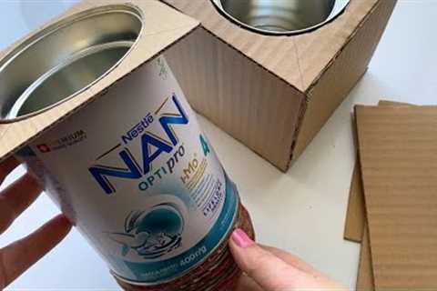 Great idea to recycle iron cans | Flower pots from a can of infant formula NAN and cardboard