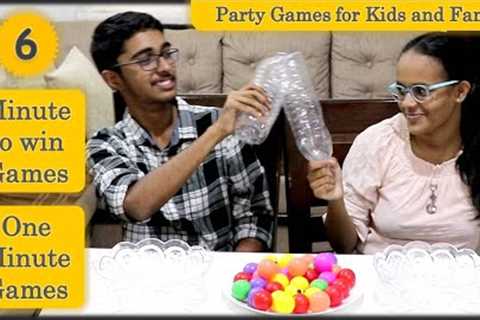 6 Minute to win Games | One Minute Games | Kids Party Games | Indoor Games | Family games | (2023)