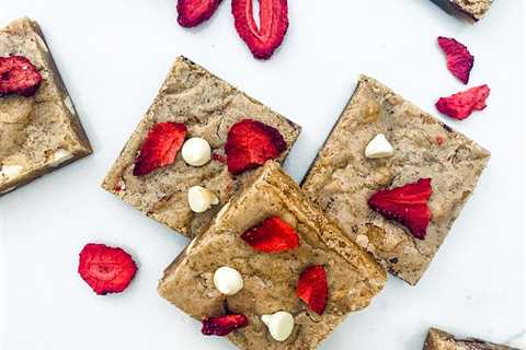 Strawberry + White Chocolate Chip Blondie Bars