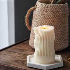 Luxurious Pomegranate Noir Ribbed Soy Candle | Fragranced Wavy Pillar Candle